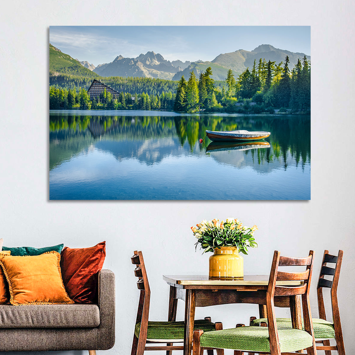 Štrbské Pleso Reflection Wall Art in a room, landscape