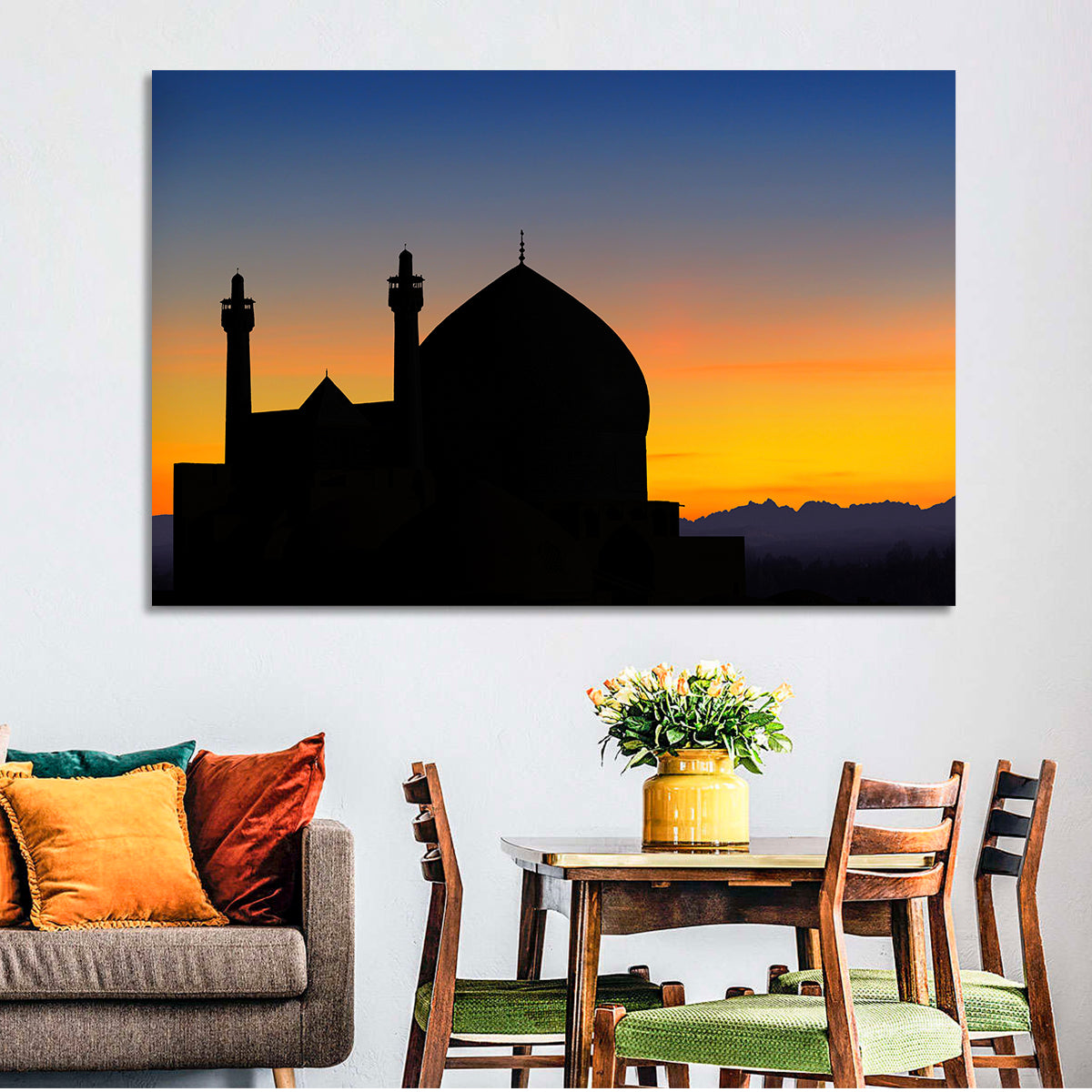 Isfahan Mosque Silhouette at Dusk Wall Art