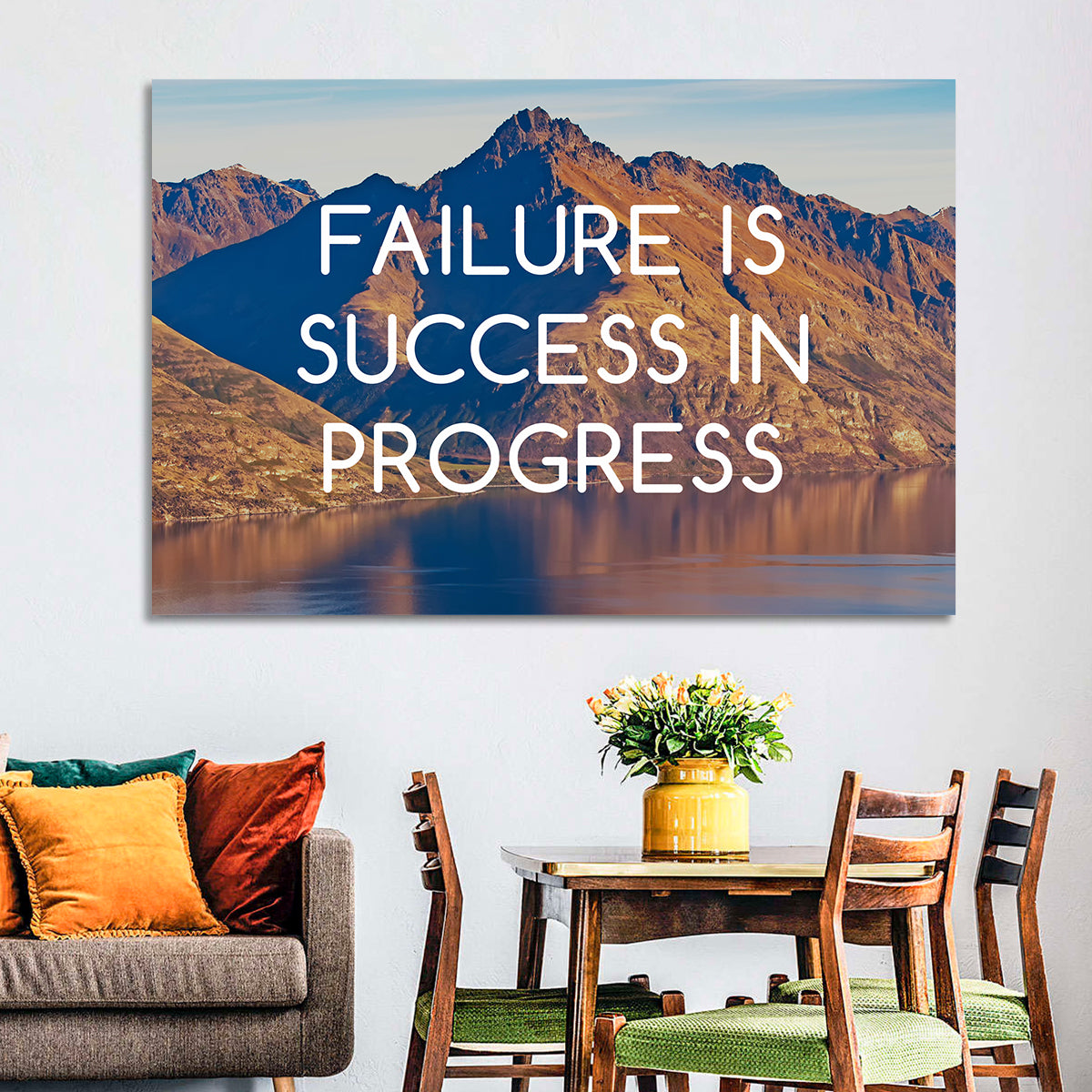 Failure Is Success in Progress Wall Art in a room, landscape