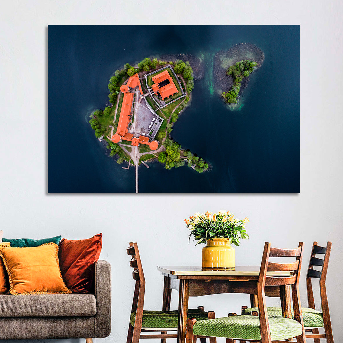 Trakai Island Castle Wall Art in a room, landscape