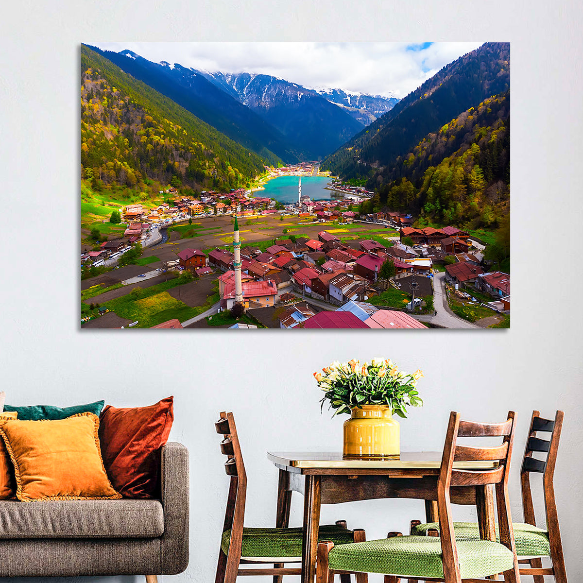 Uzungöl Village Overlook Wall Art in a room, landscape