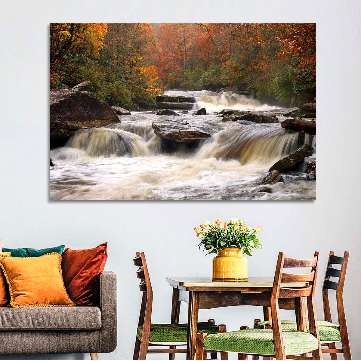 Carolina River in Autumn Wall Art in a room, landscape