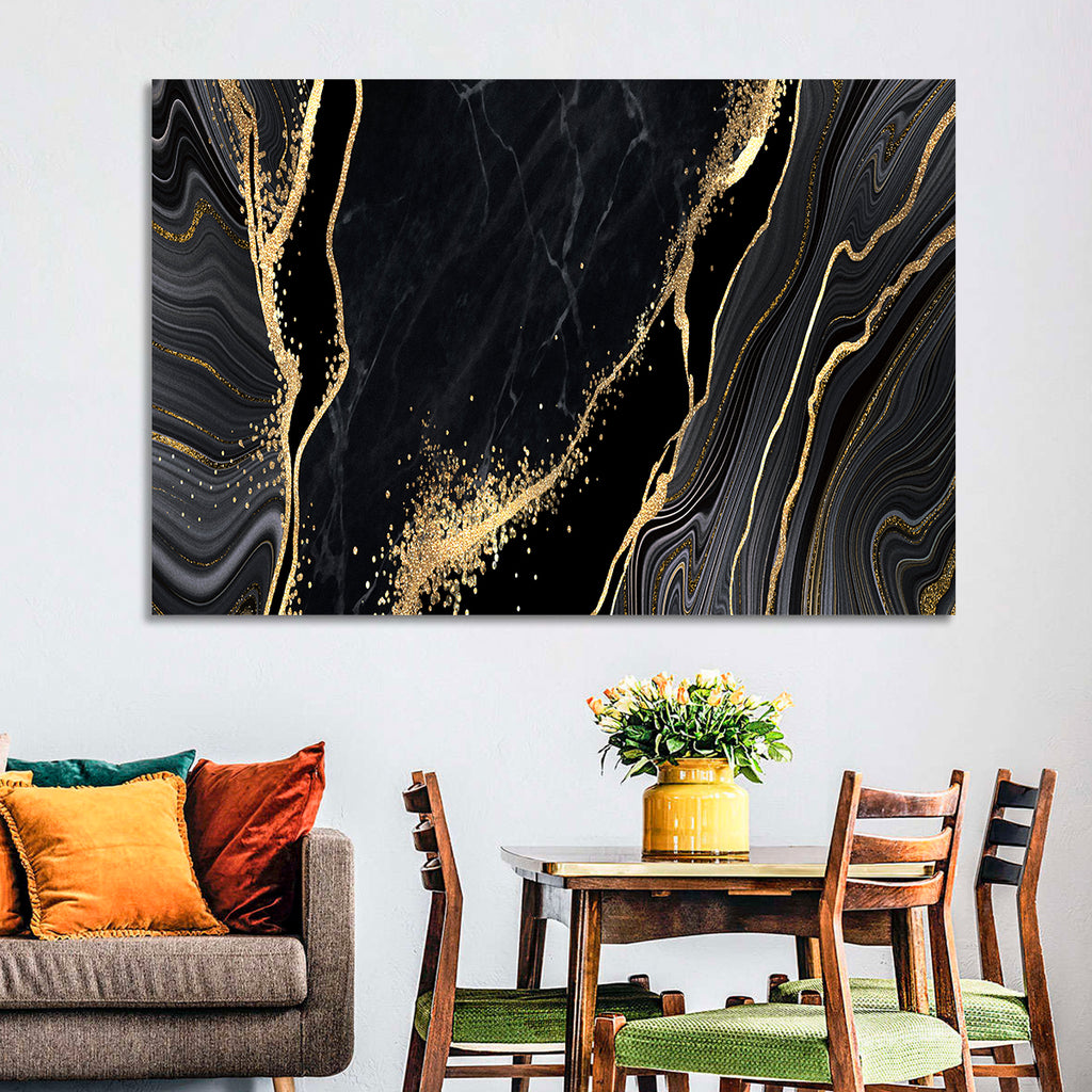 Diagonal Gold Veined Marble Wall Art