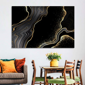Gold Through Black Abstract Wall Art