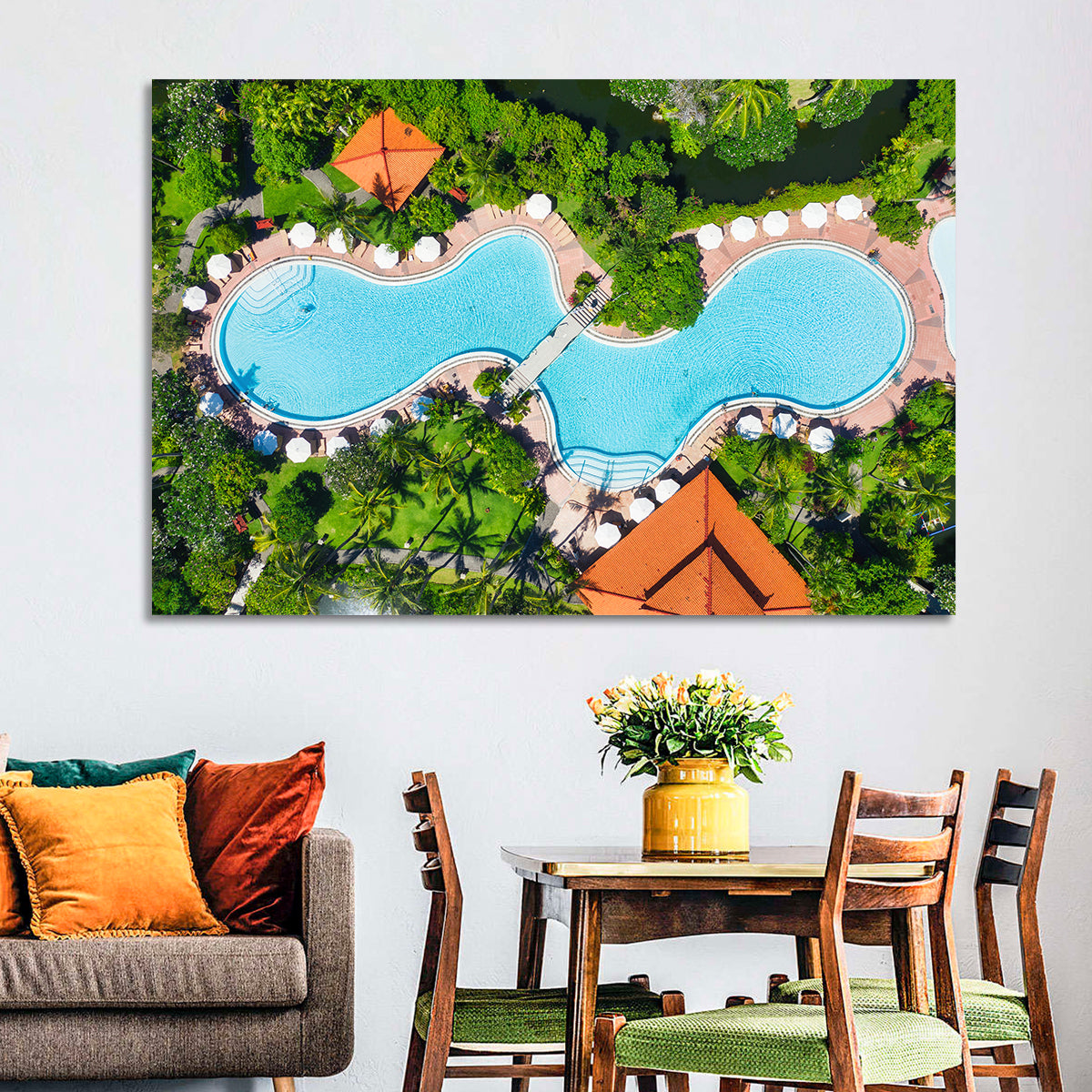 Aerial Figure Eight Resort Pool Wall Art