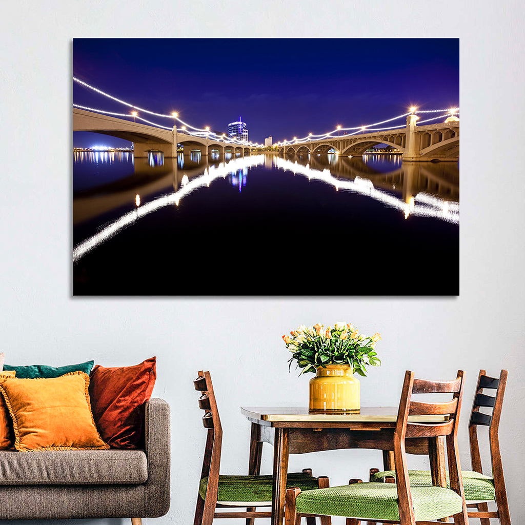 Mill Avenue Bridge Night Reflections Wall Art