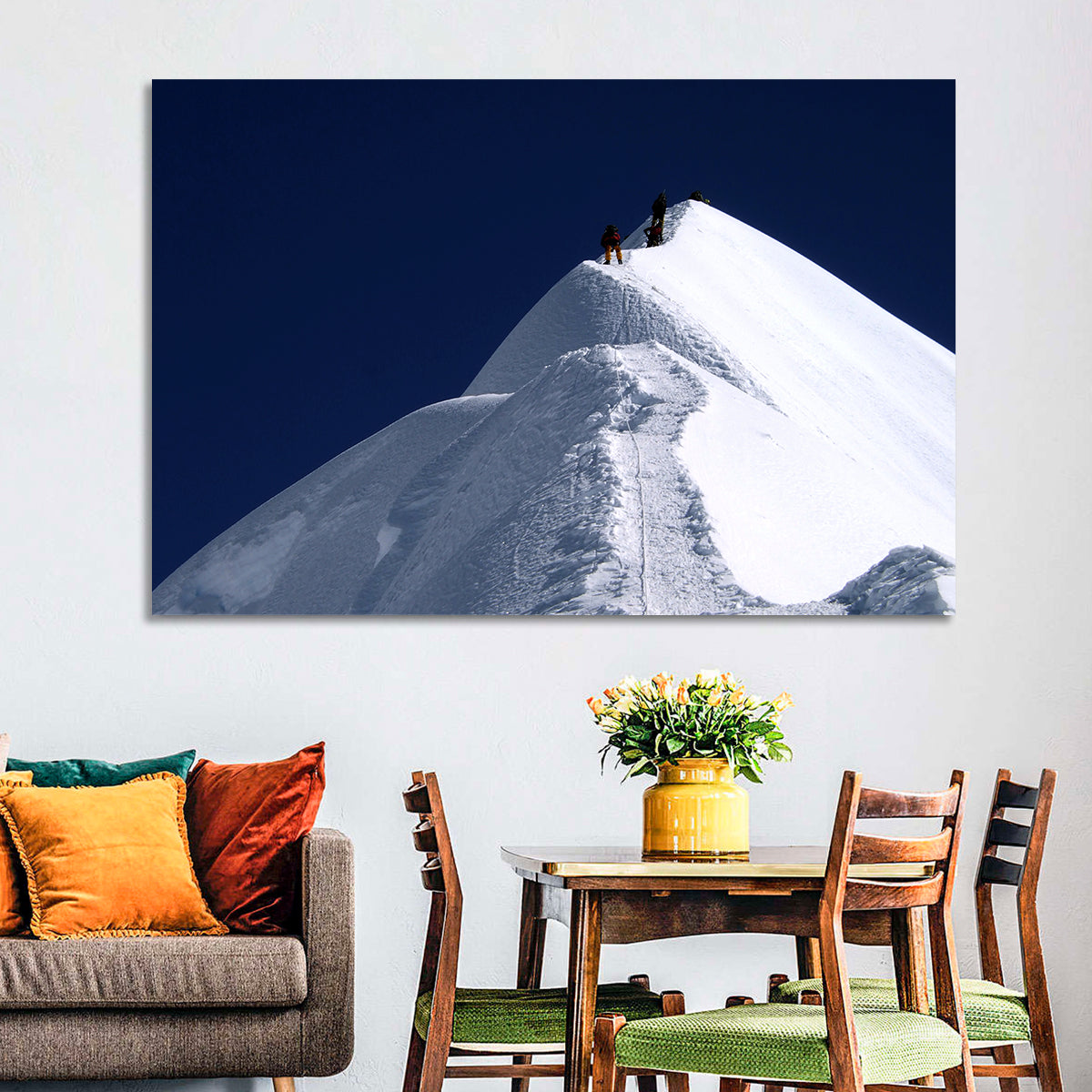 Climbers on a Snowy Himalayan Peak Wall Art