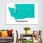 Washington State Minimalist Map Wall Art