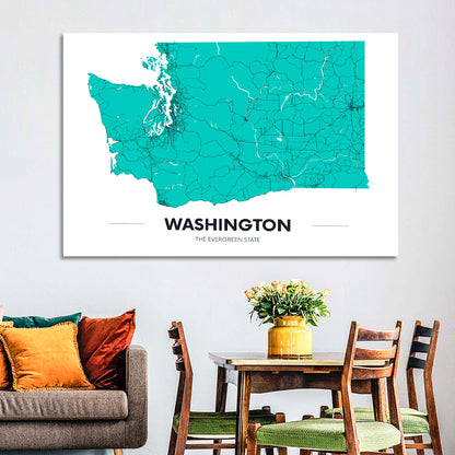 Washington State Map Wall Art