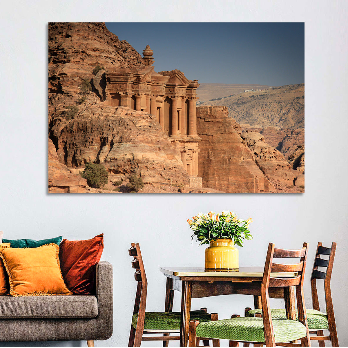 The Monastery at Petra Wall Art in a room, landscape