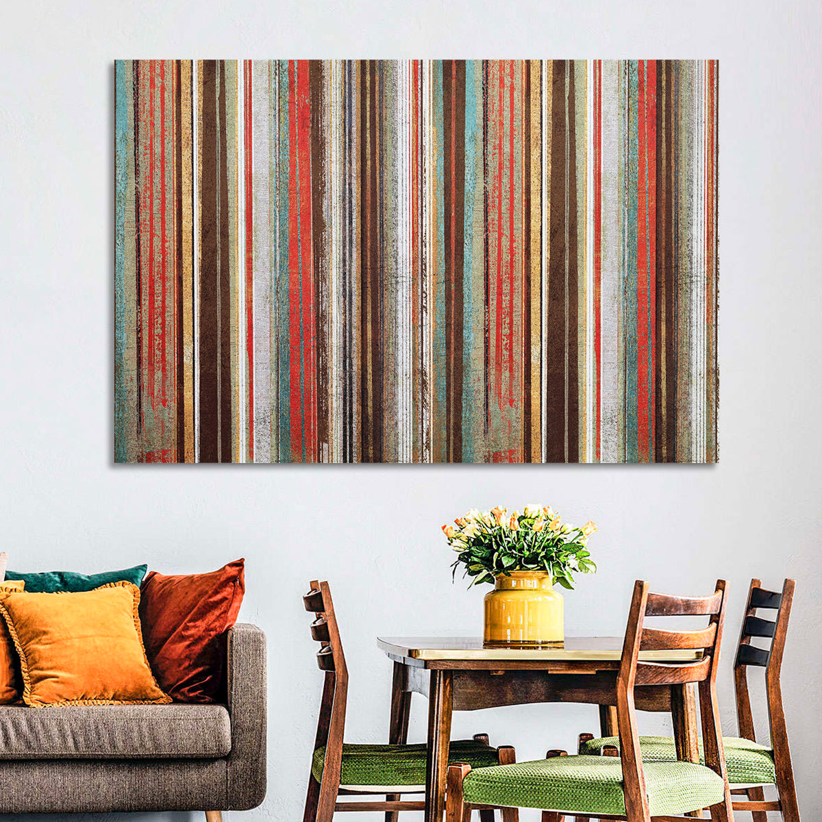 Layered Stripes Wall Art in a room, landscape