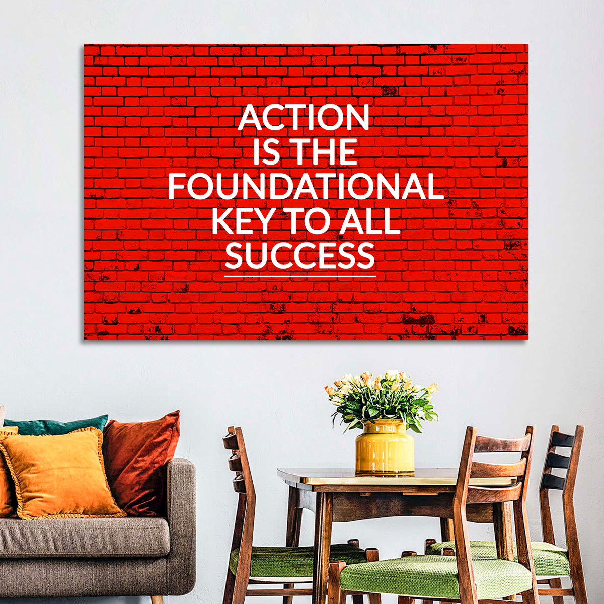 Key to Success on Red Brick Wall Art in a room, landscape