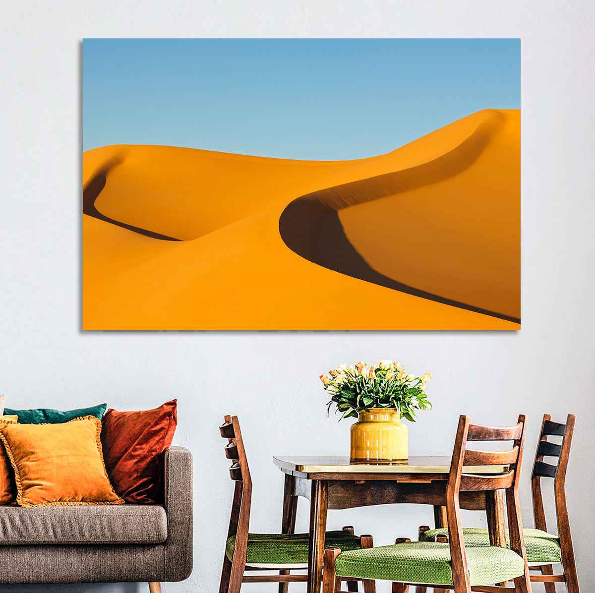 Awbari Golden Dunes Wall Art in a room, landscape