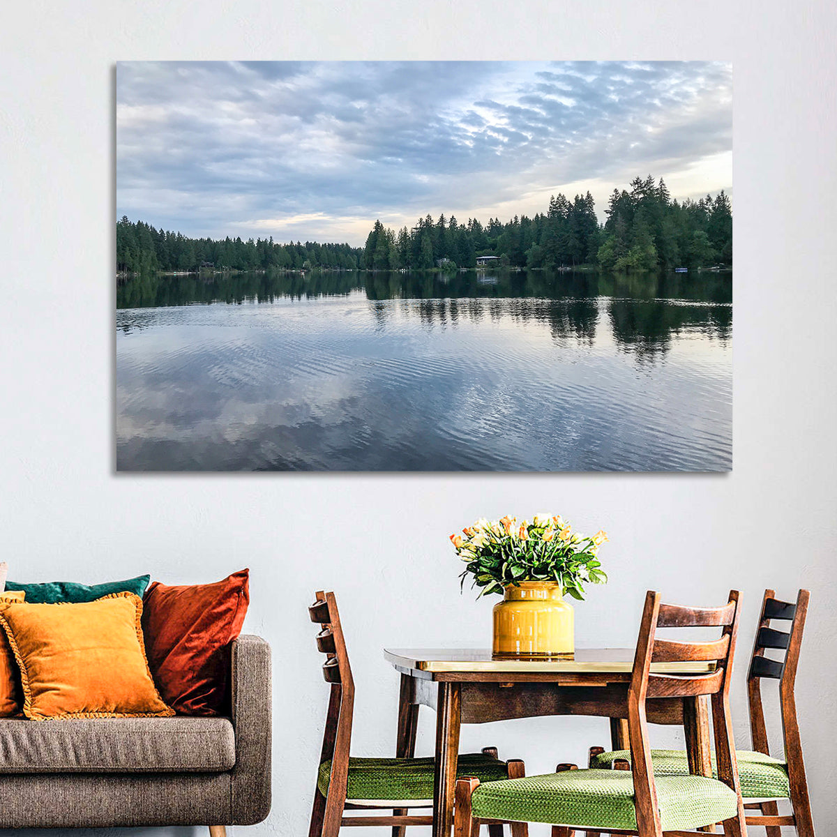 Beaver Lake Park Sunrise Reflection Wall Art in a room, landscape