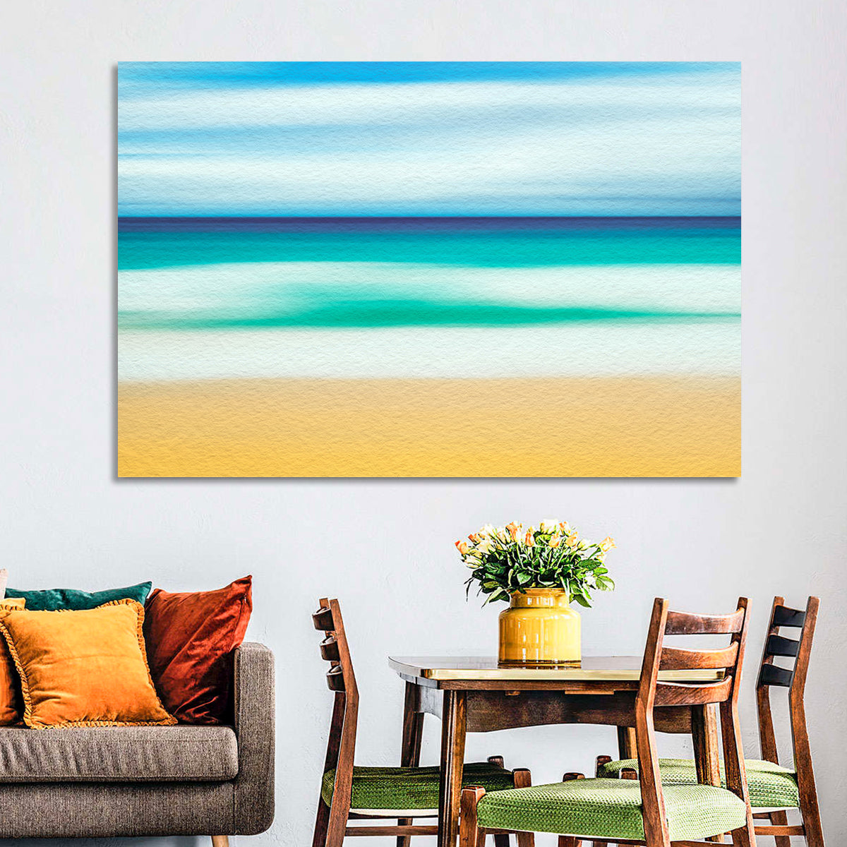 Sand and Surf Abstraction Wall Art in a room, landscape