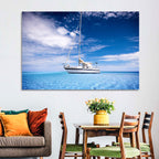 Furled Sails Over Turquoise Water Wall Art