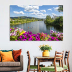 Sand Creek River with Petunias Wall Art