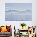 Sailboat and Misty Mountains Wall Art