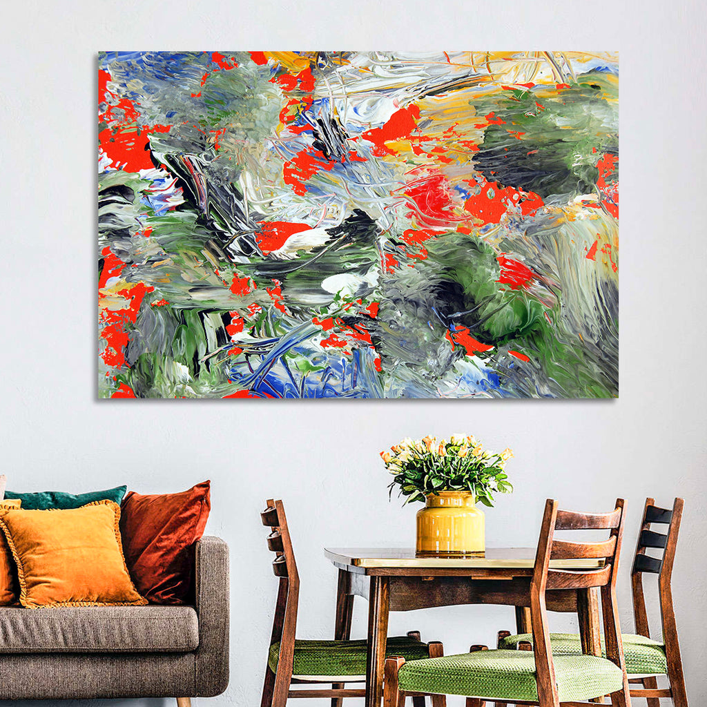 Melting Green Impasto Abstract Wall Art