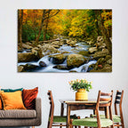 Autumn Stream Through Forest Wall Art