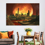 Molten Lunar Cityscape Wall Art