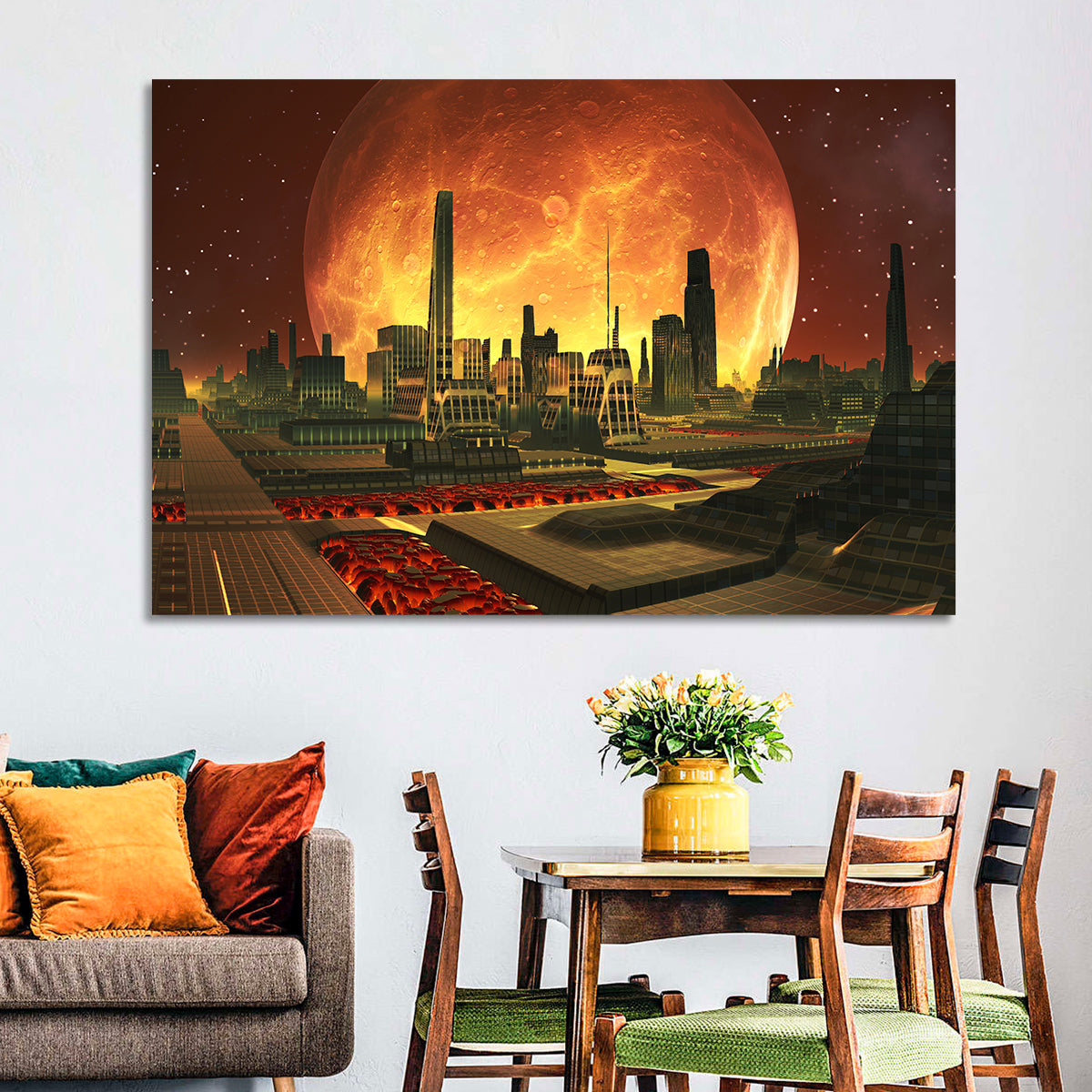 Molten Lunar Cityscape Wall Art