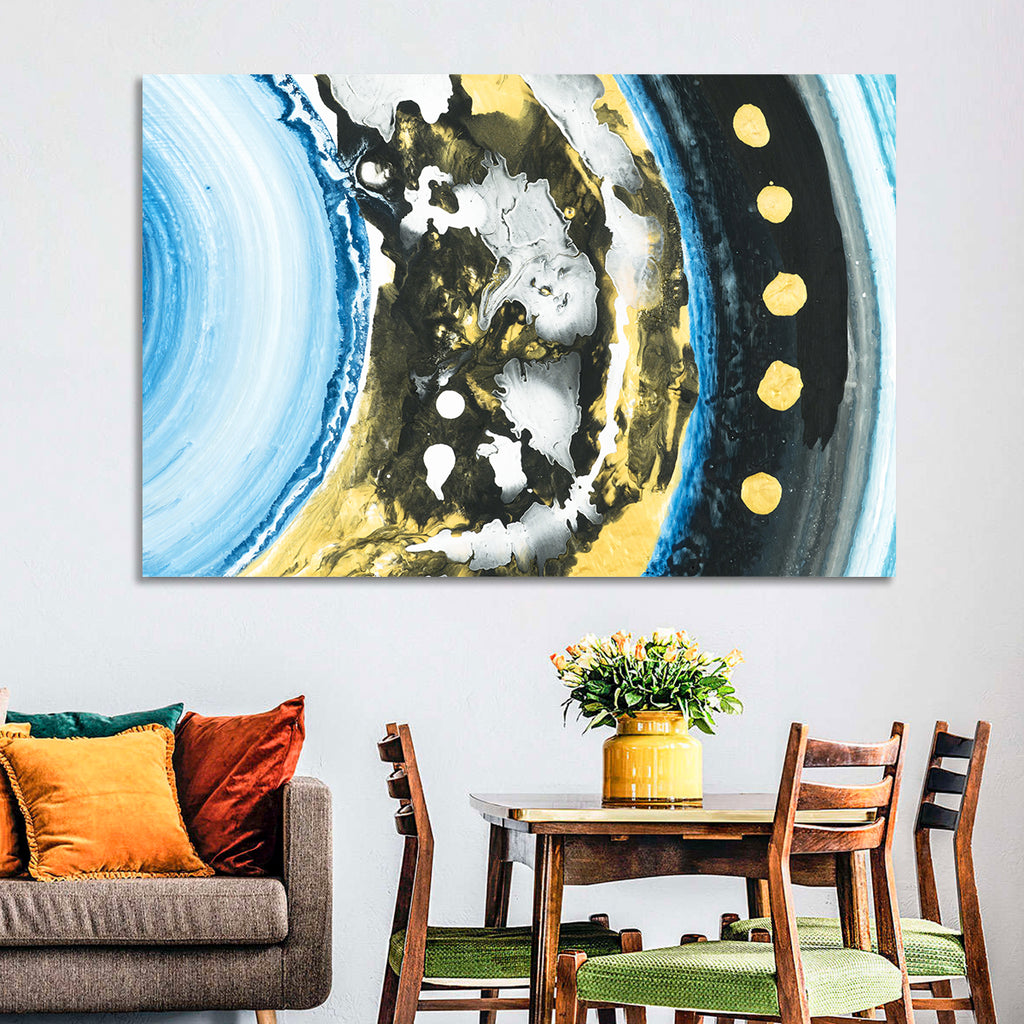Planet Rings in Blue and Gold Wall Art