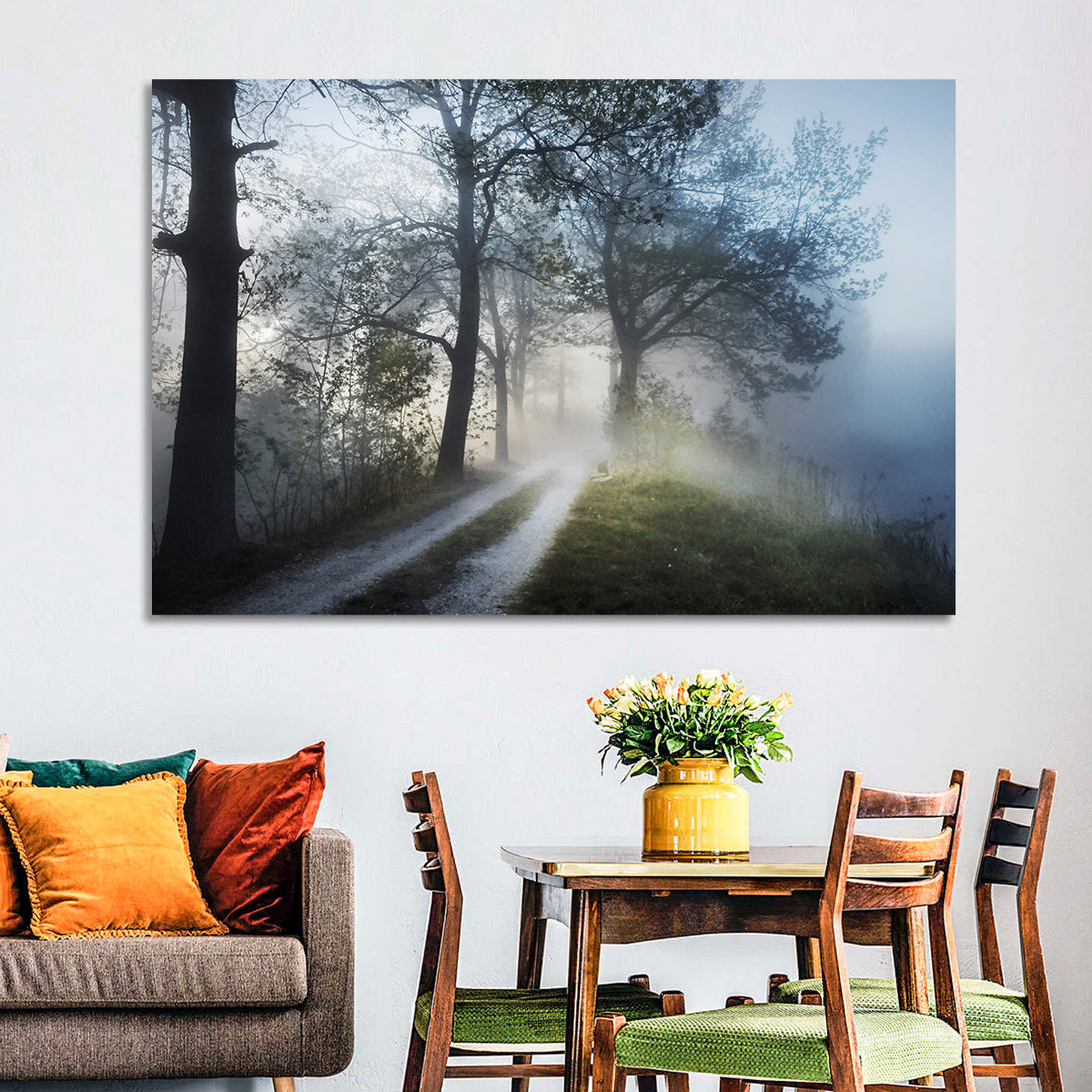 Foggy Forest Path Wall Art