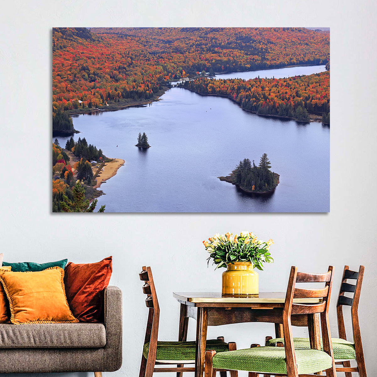 Lake Monroe Aerial with Islands Wall Art in a room, landscape