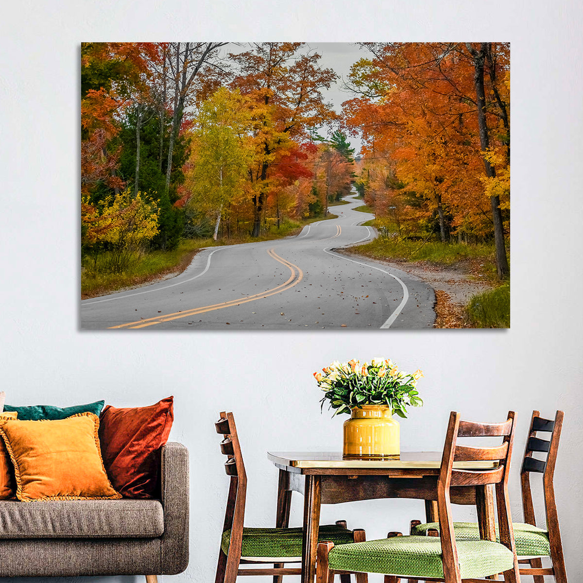Winding Autumn Highway Wall Art