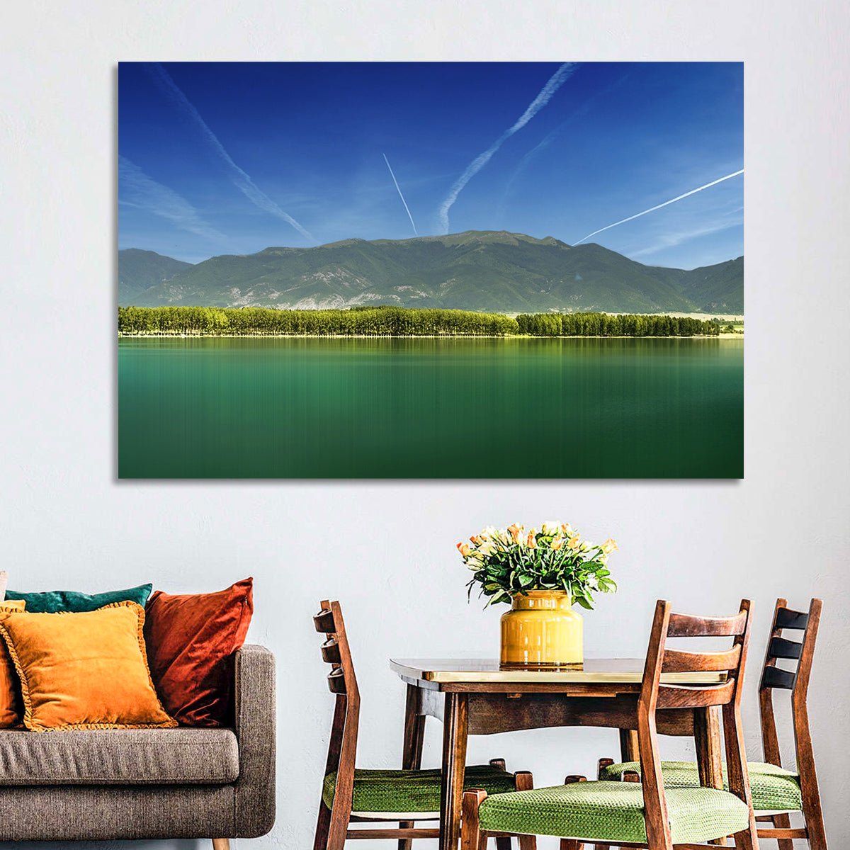 Koprinka Dam Reflections Wall Art in a room, landscape