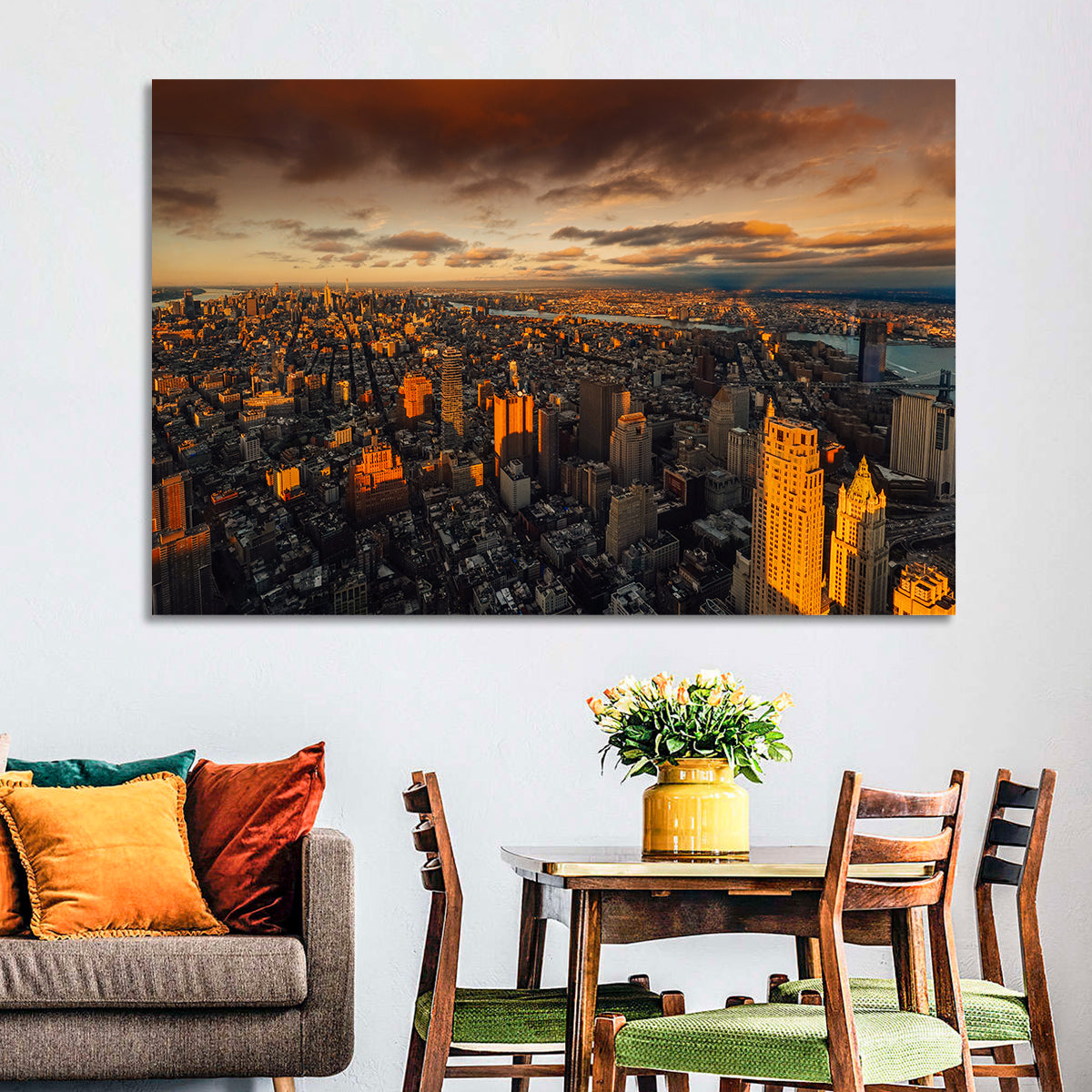 South Manhattan Sunset Skyline Wall Art