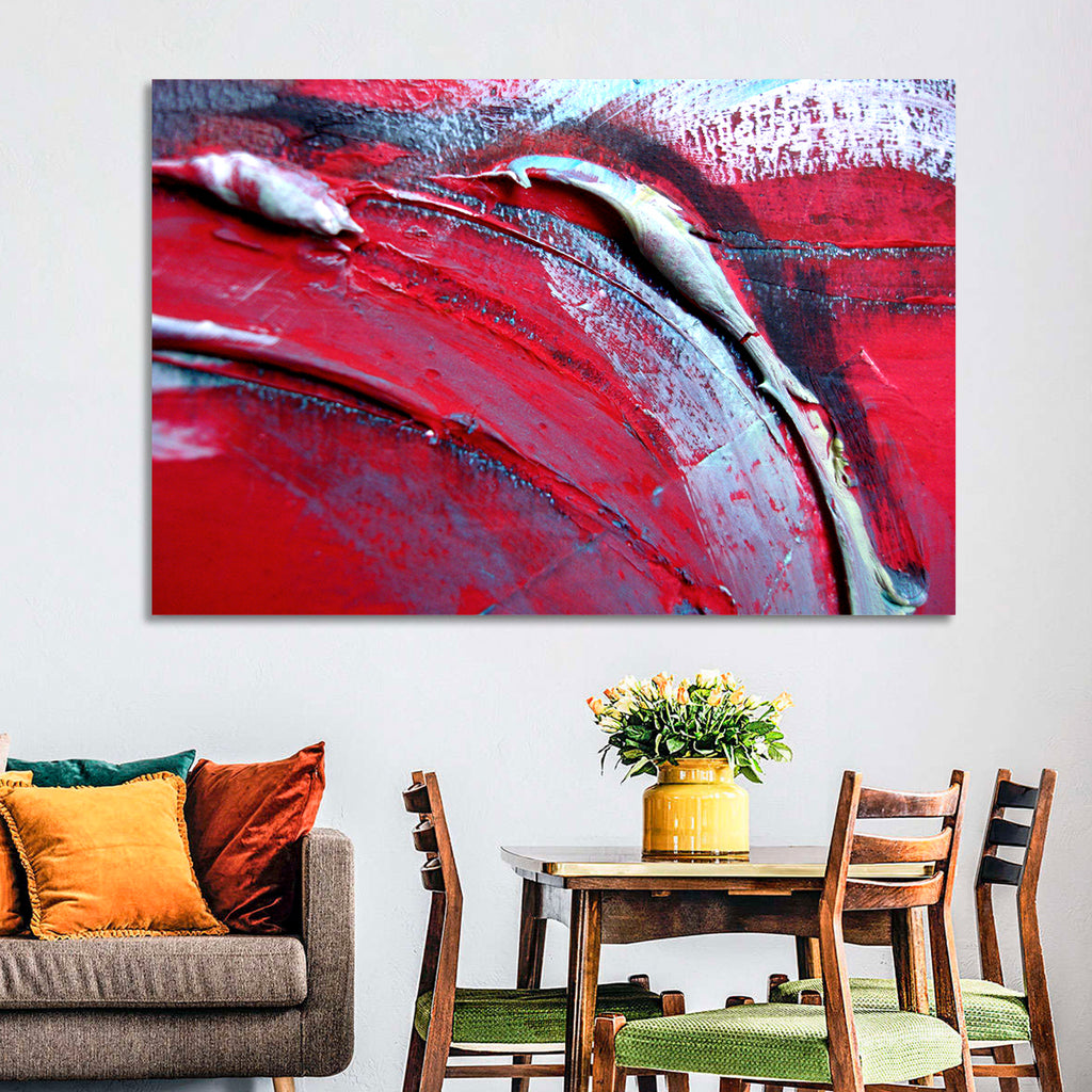 Crimson Impasto Motion Wall Art