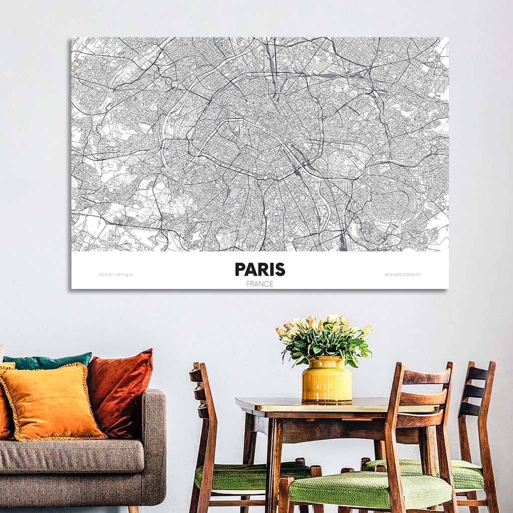 Paris Aerial Map Wall Art