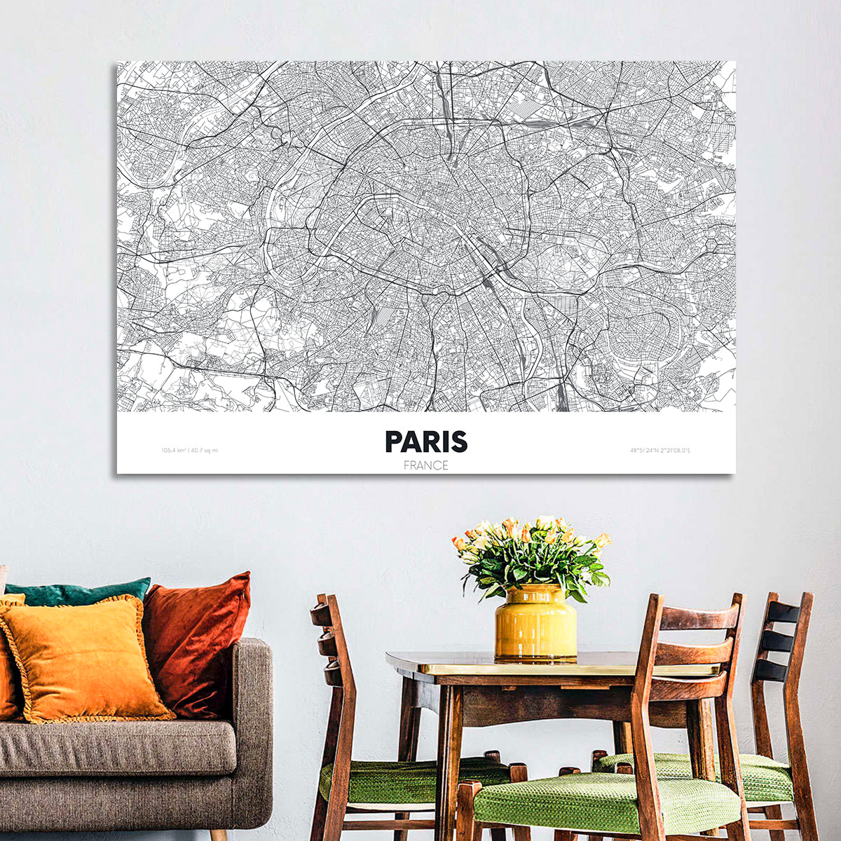 Paris Aerial Map Wall Art