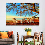Mobile Bay Adirondack Chairs at Sunrise Wall Art