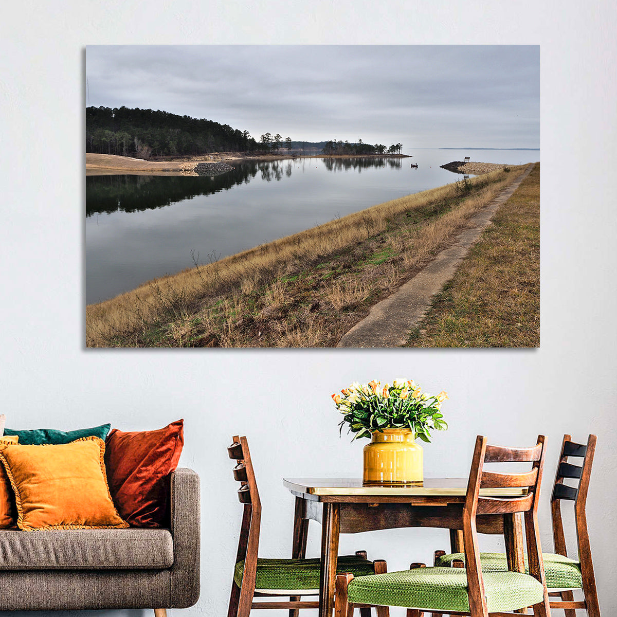 Sam Rayburn Dam Wall Art in a room, landscape