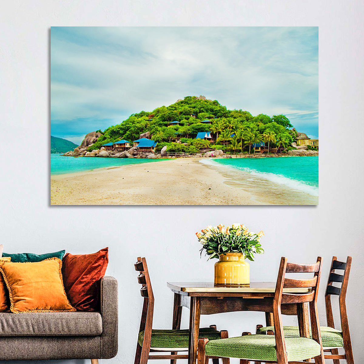 Koh Nang Yuan Sandbar Island Beach Wall Art in a room, landscape