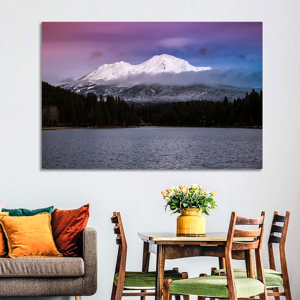 Mount Shasta from Lake Siskiyou Wall Art in a room, landscape