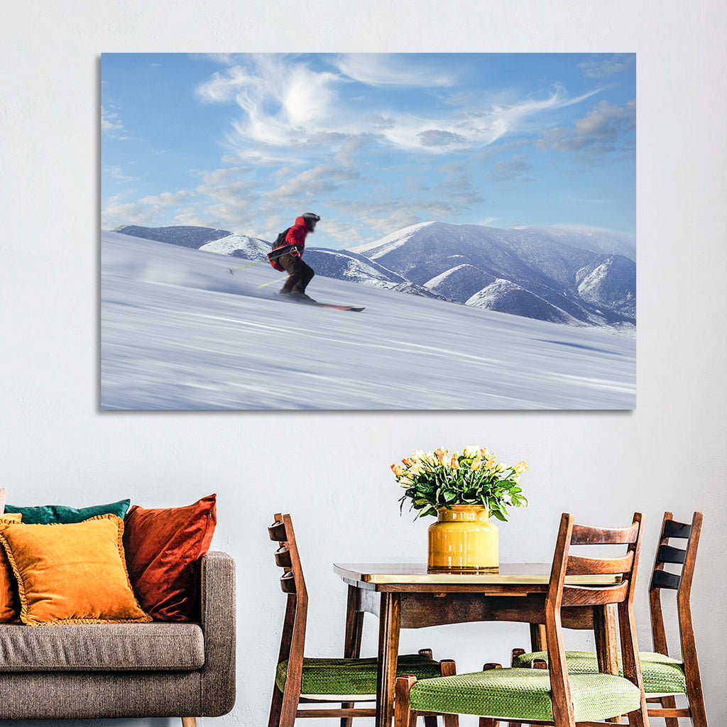 Skier on Snowy Mountain Slope Wall Art