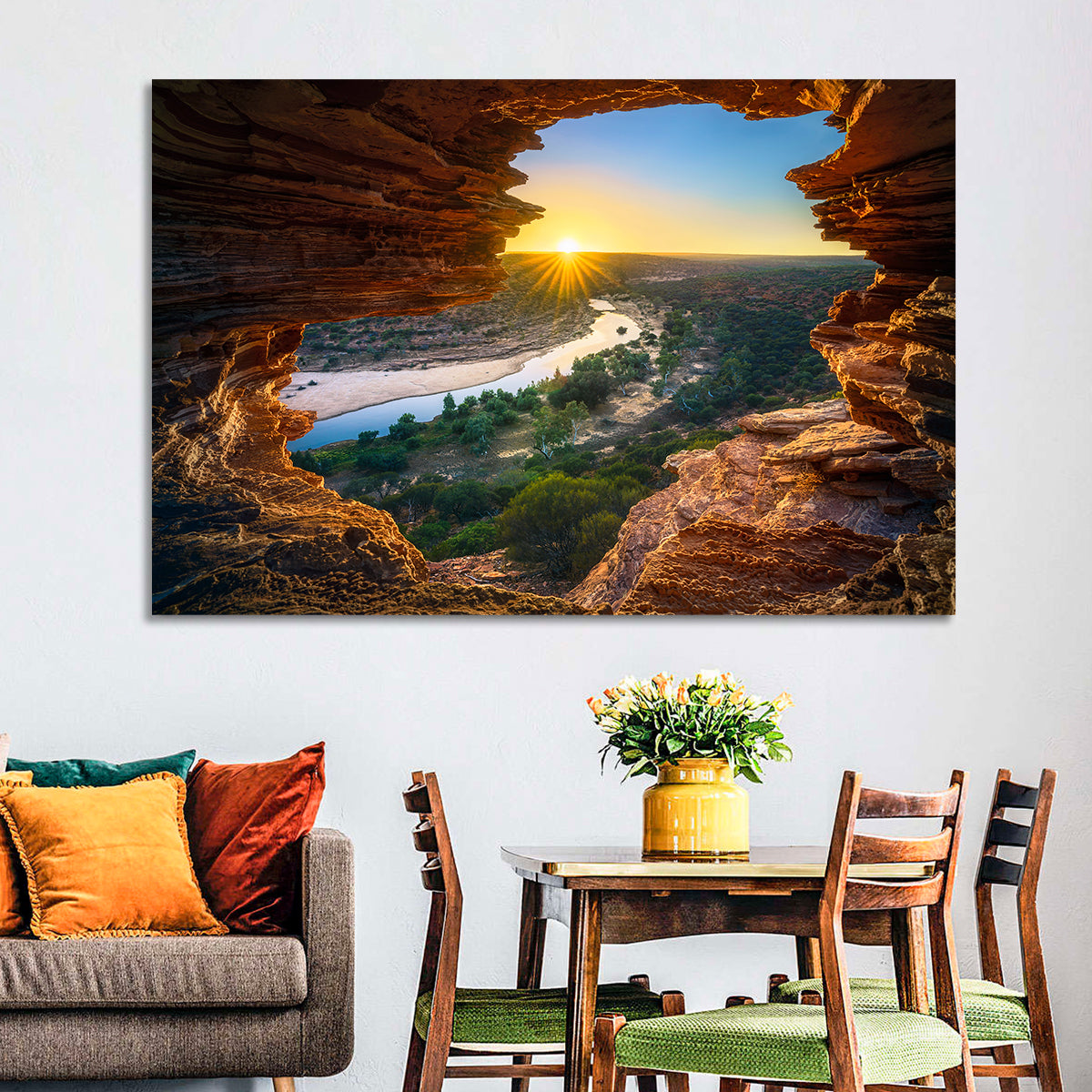 Nature's Window Sunrise, Kalbarri Wall Art in a room, landscape