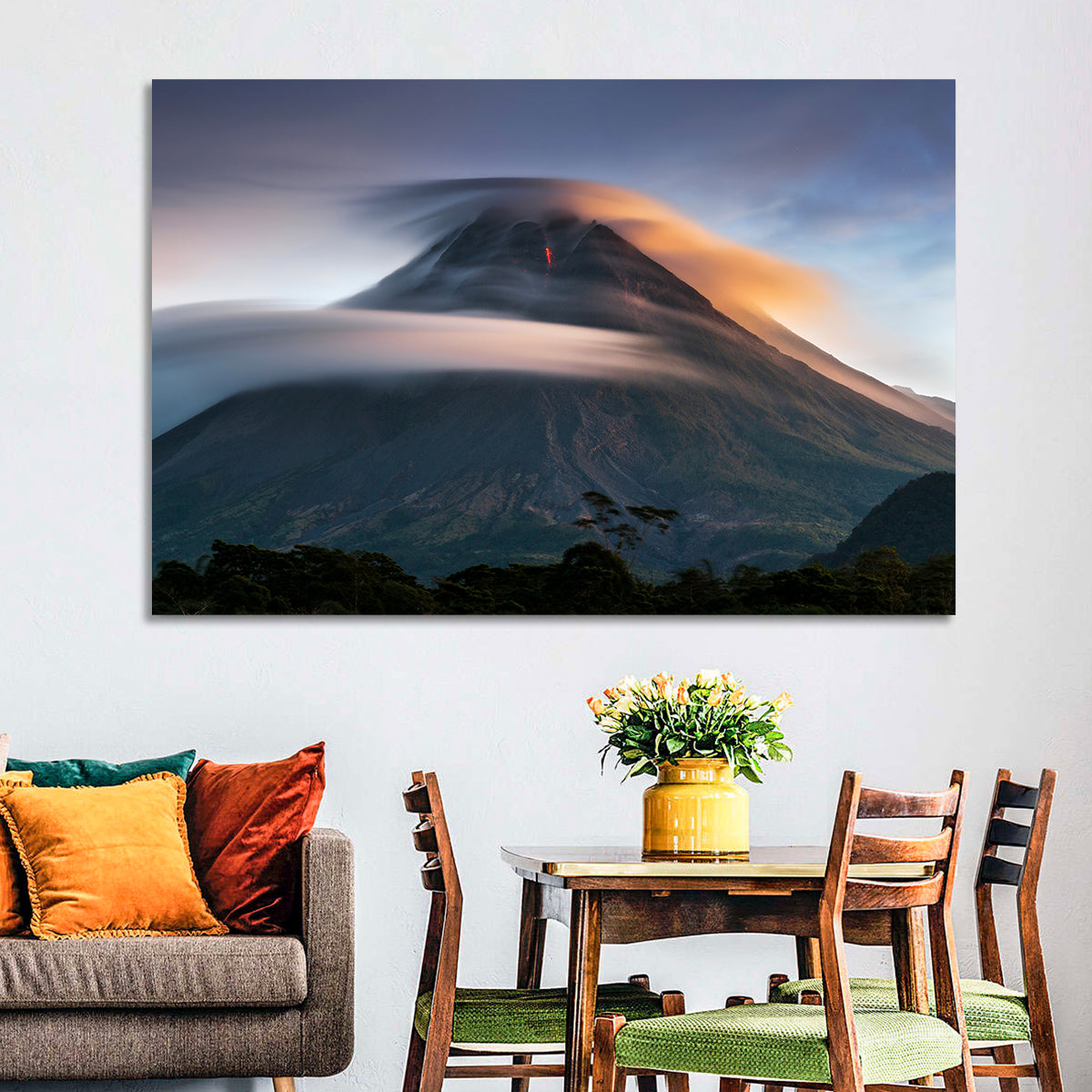Mount Merapi at Dusk Wall Art
