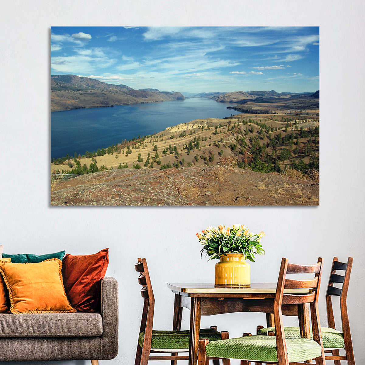 Kamloops Lake View Wall Art in a room, landscape