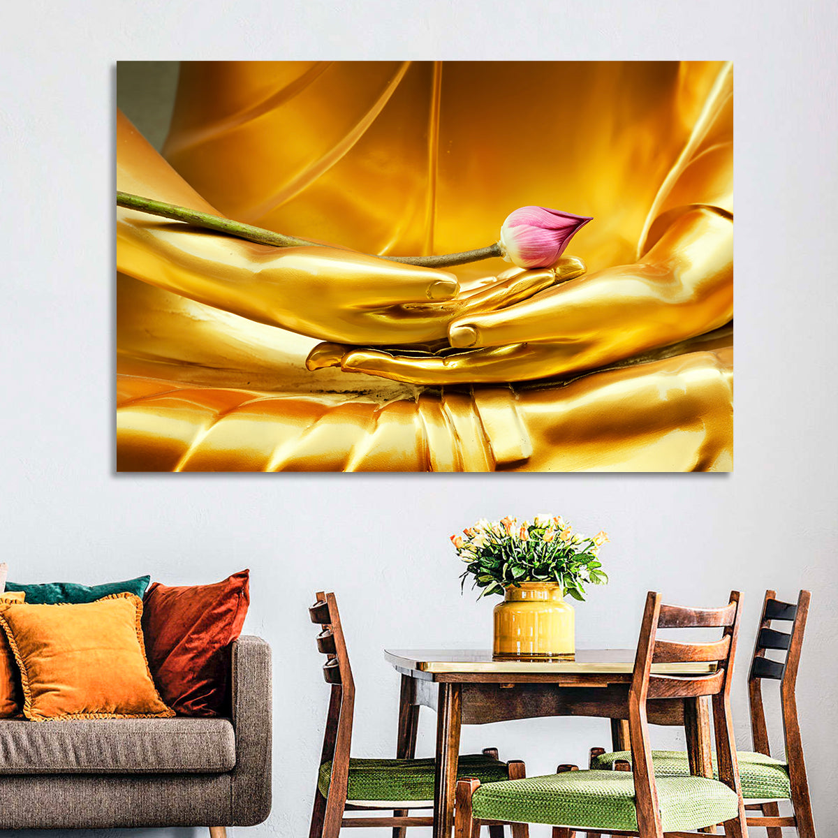 Buddha Hands with Lotus Wall Art