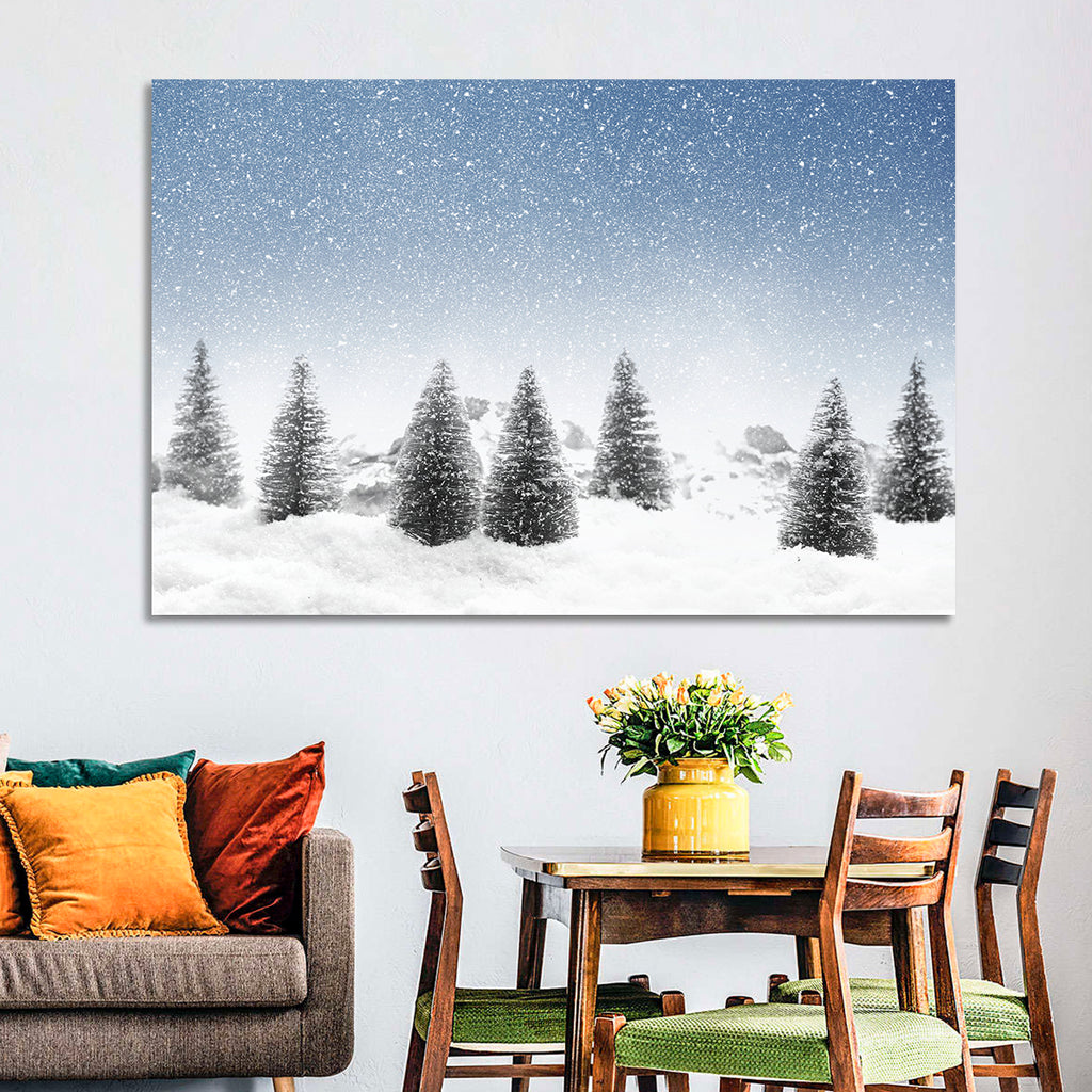 Winter Pine Trees Landscape Wall Art