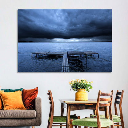 Stormy Cloud and Lake Pier Wall Art