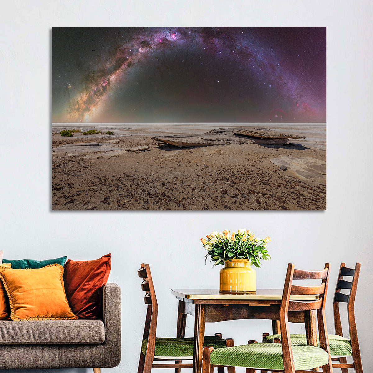Lake Eyre Milky Way Wall Art in a room, landscape
