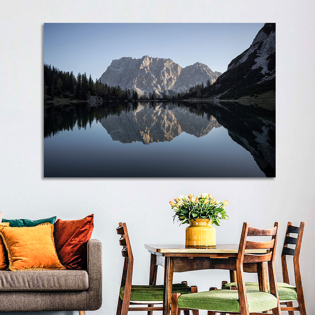 Zugspitze from Lake Seebensee Wall Art in a room, landscape
