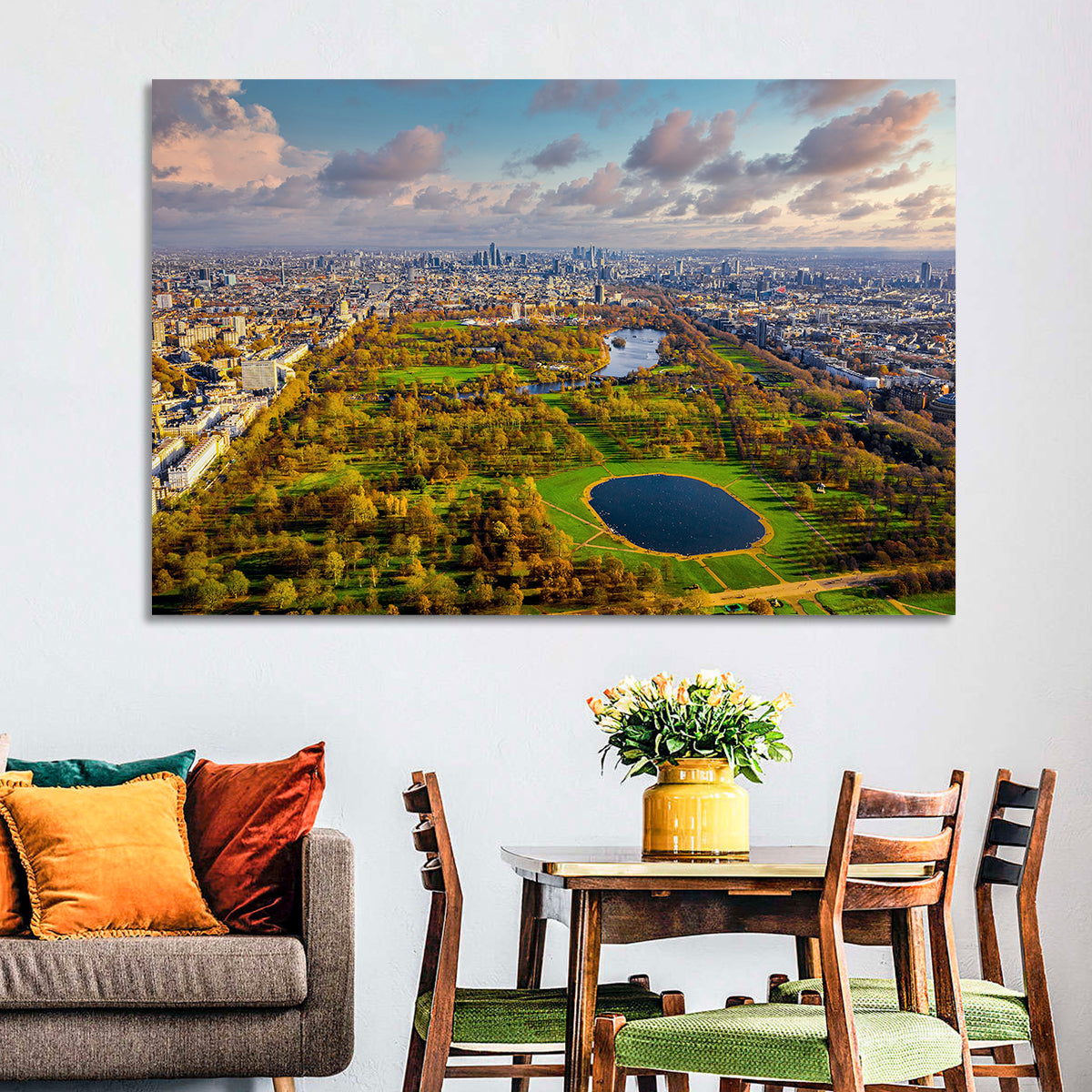 Hyde Park Aerial View Wall Art in a room, landscape