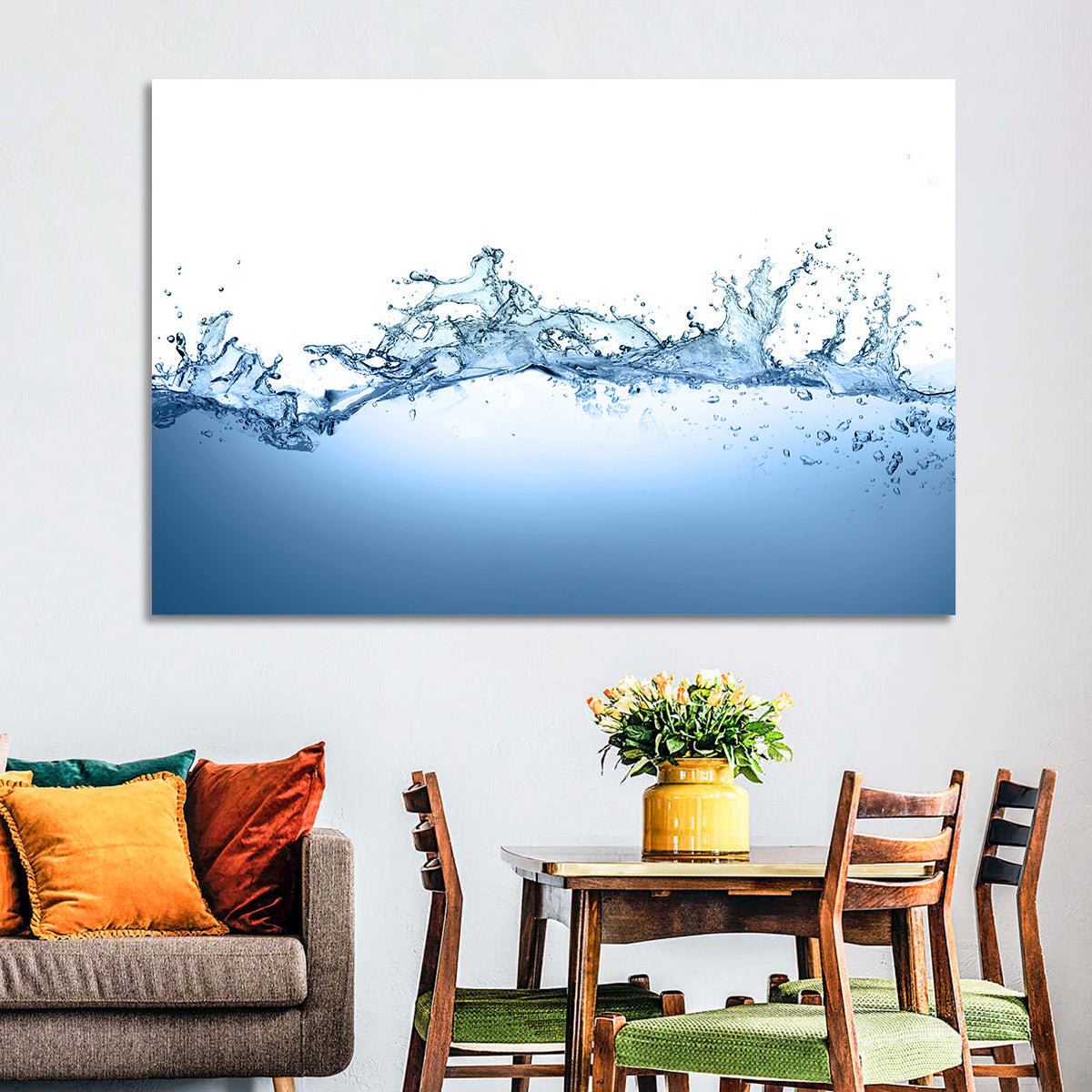Fresh Water Splash Wall Art in a room, landscape